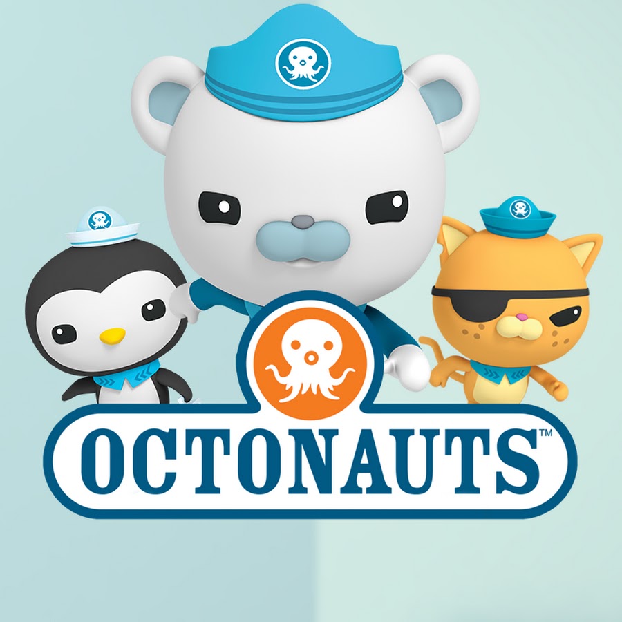 Three cartoon characters in Octonauts uniforms with the Octonauts logo on a light blue background.