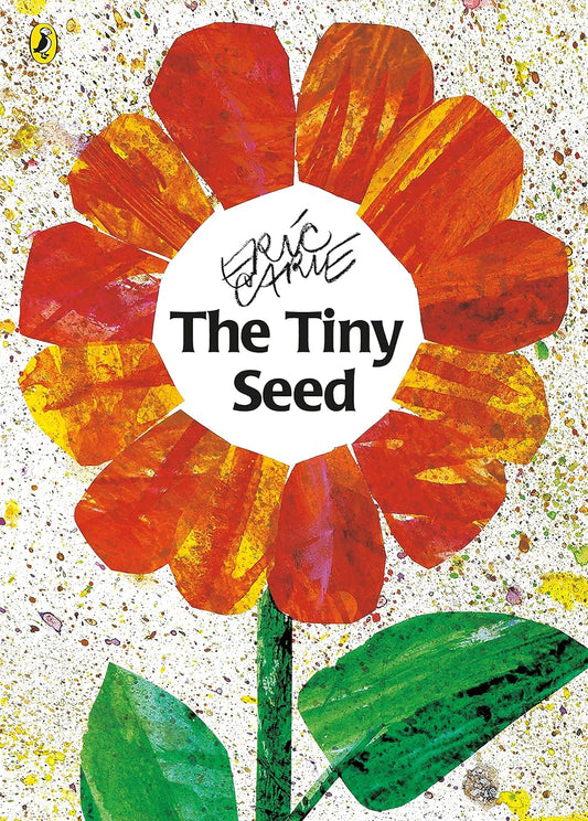 Book cover of 'The Tiny Seed' with a stylized flower design.