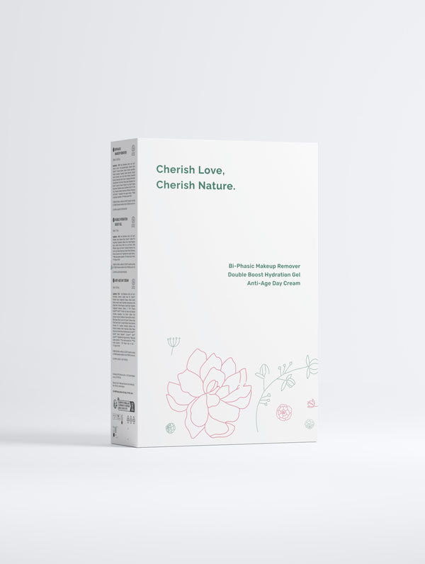 Timeless Radiance Collection Box packaging with floral design on a white background (back)