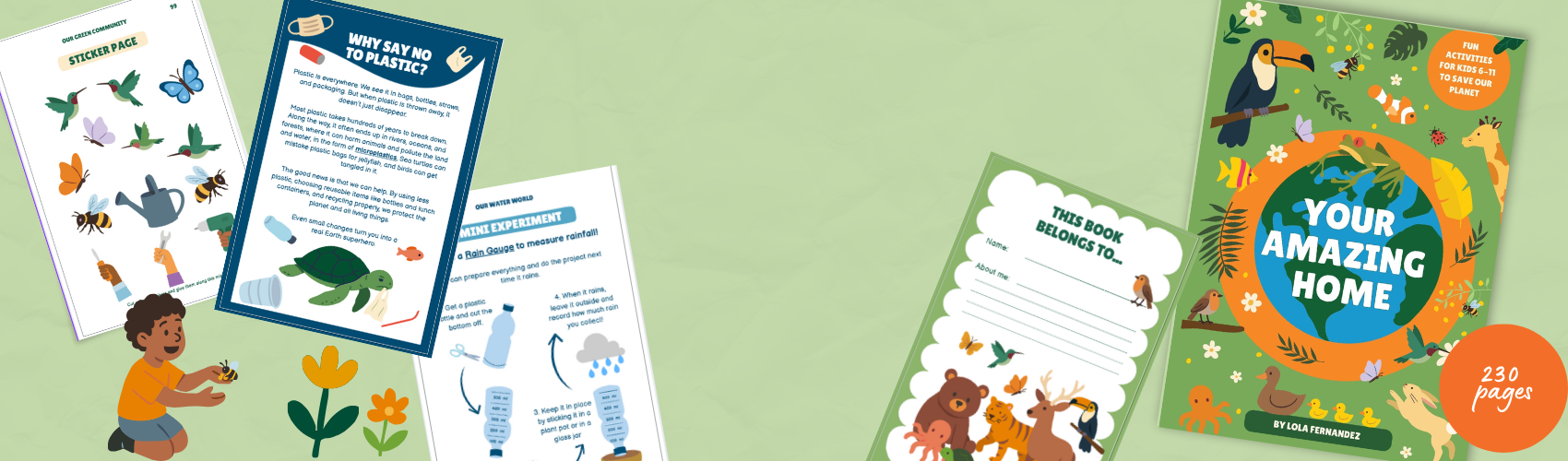 Pages and cover from activity book "Your amazing home "