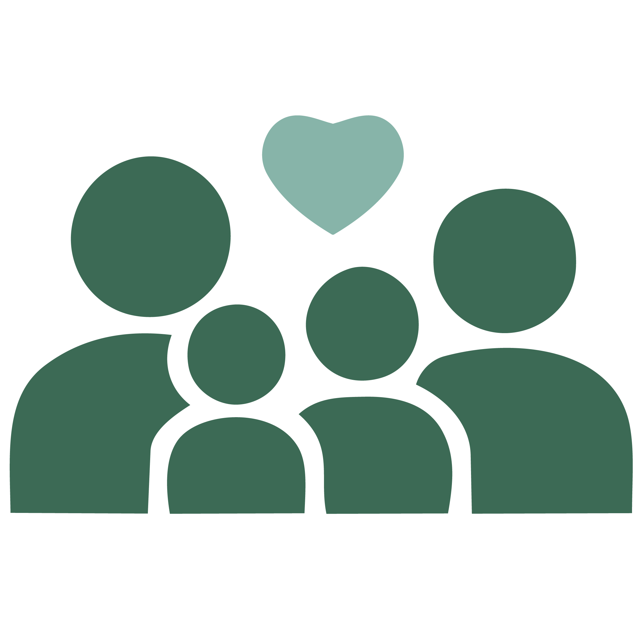 Icon of a family with a heart symbolizing love and togetherness.