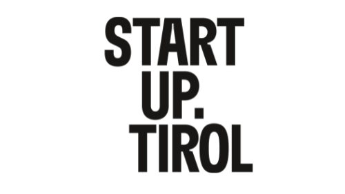 Black text 'START UP. TIROL' on a white background